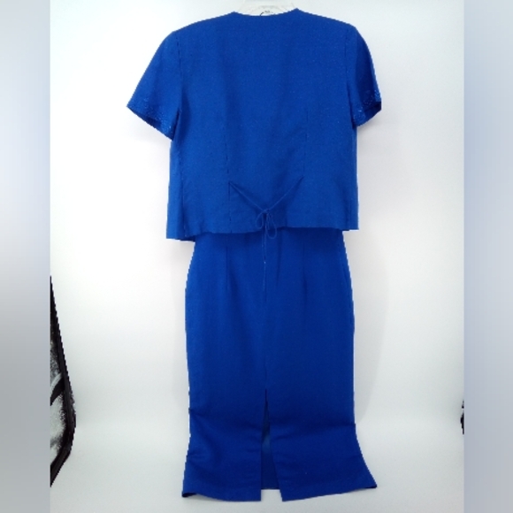 Jessica Howard Petite Blue 2 Piece Dress Open Cardigan Set Cruise Resort Lined 6 - Picture 3 of 12